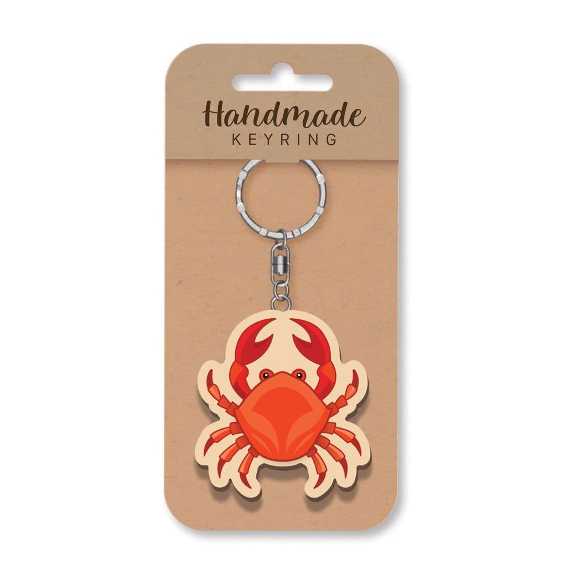 Handmade Wooden Keyring - Crab