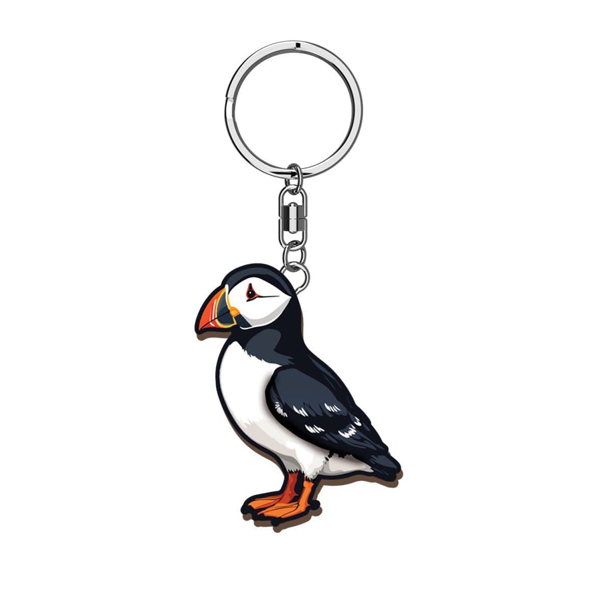 Handmade Wooden Keyring - Puffin