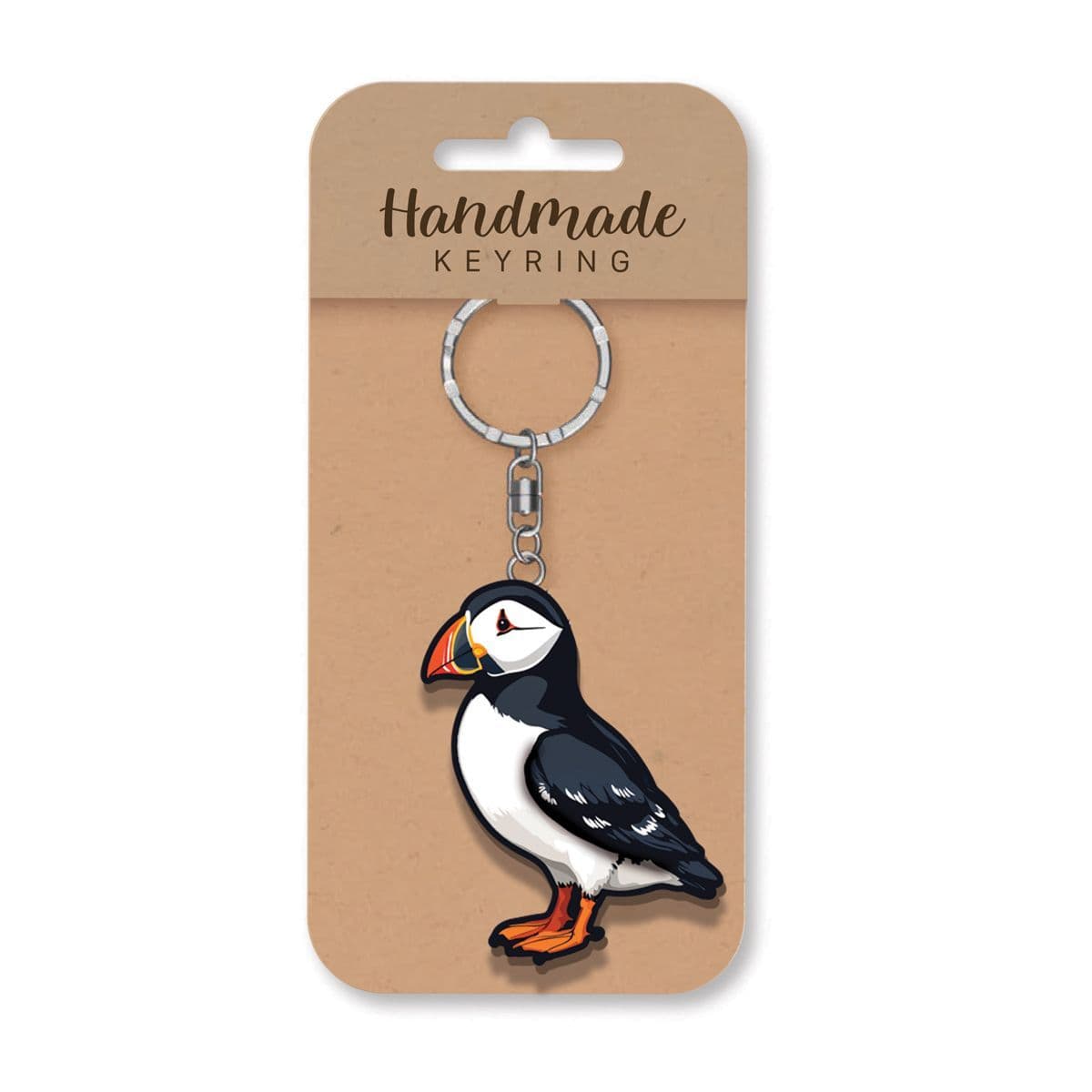 Handmade Wooden Keyring - Puffin