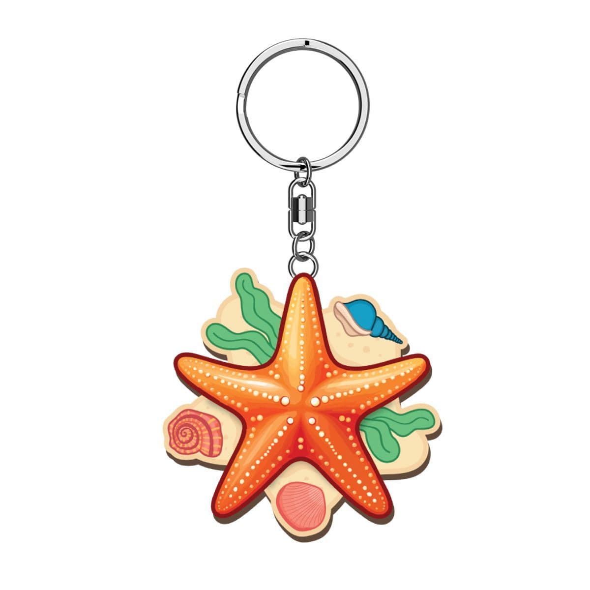 Handmade Wooden Keyring - Star Fish