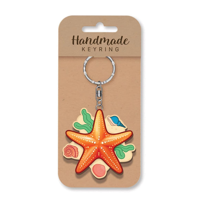 Handmade Wooden Keyring - Star Fish