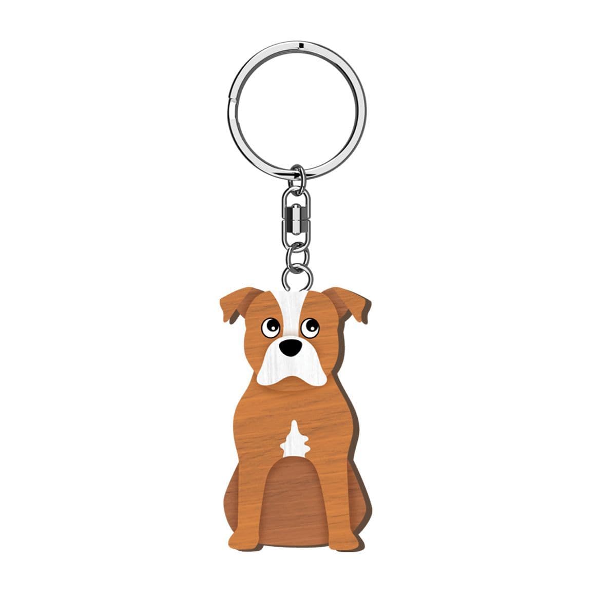Handmade Wooden Keyring - Staffie