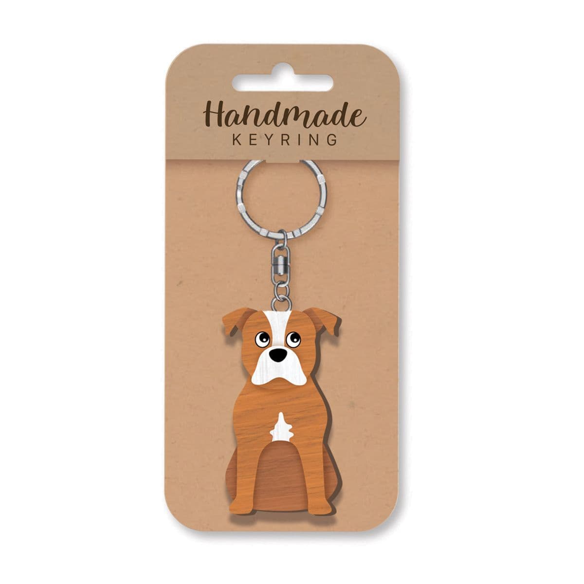 Handmade Wooden Keyring - Staffie
