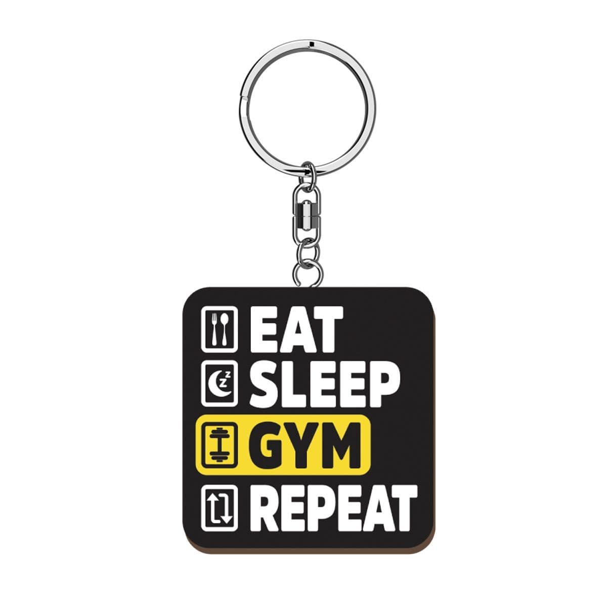 Woody Pals Handmade Wooden Keyring - Eat Gym Repeat