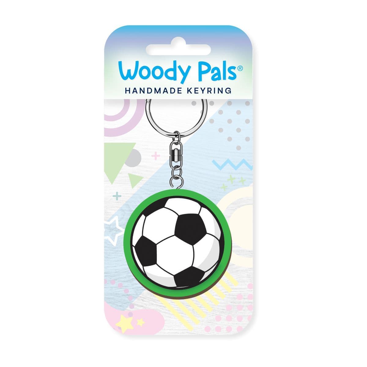 Woody Pals Handmade Wooden Keyring - Football