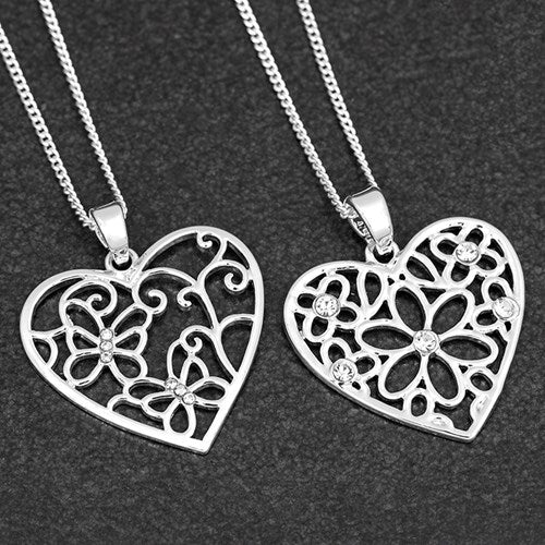 Equilibrium Silver Plated Diamond Filigree Heart Necklace x 1pc Assortment