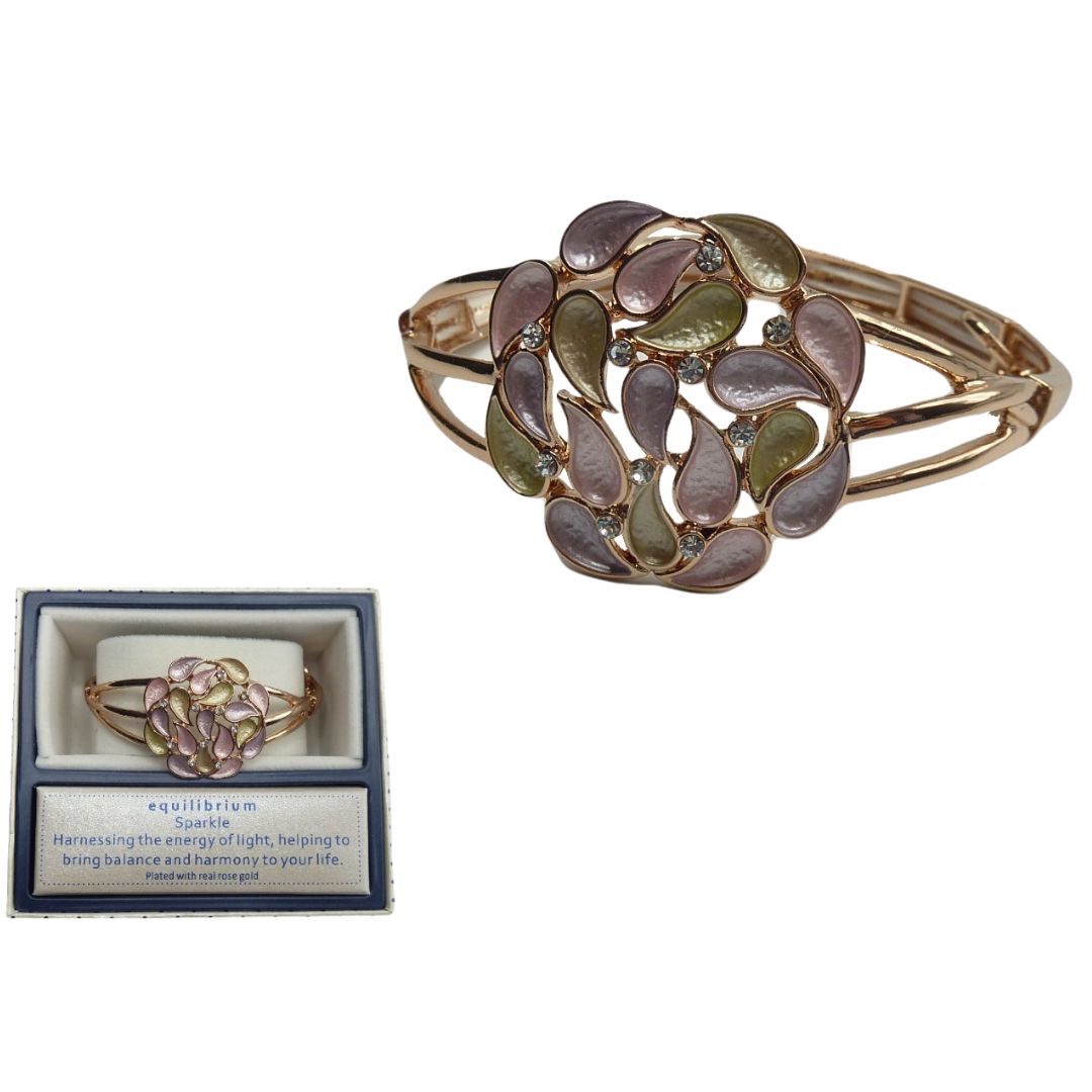 Equilibrium Rose Gold Plated Muted Tones Circle Half Bracelet