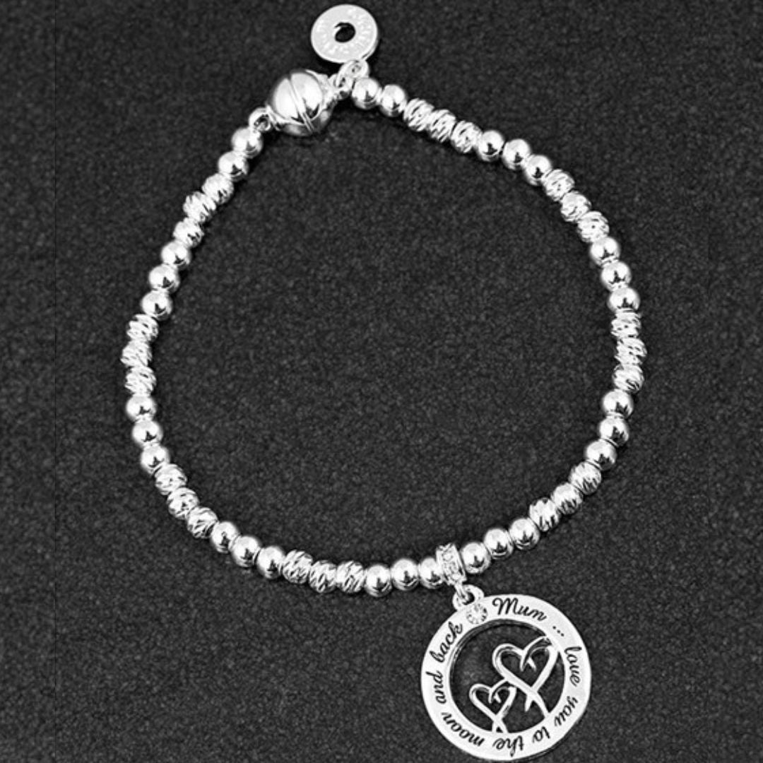 Equilibrium Silver Plated Hearts Charm Bracelet - Mum