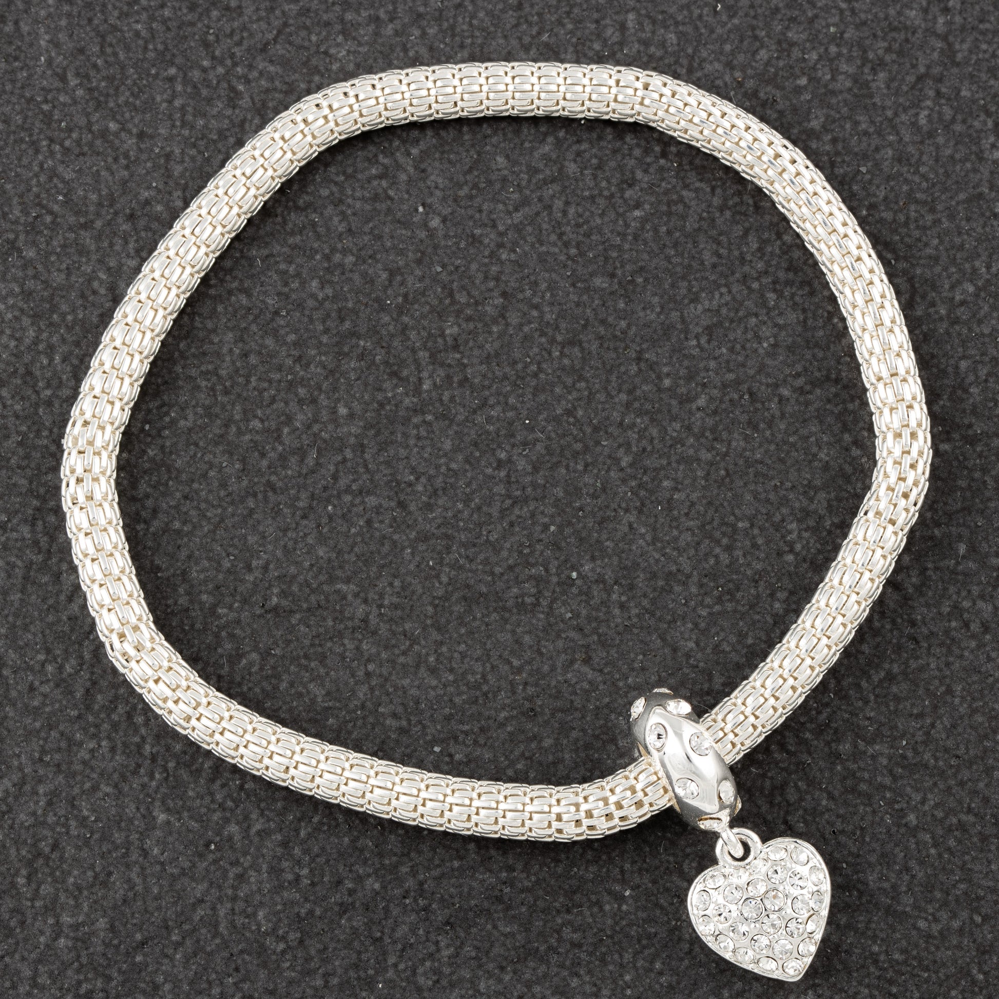 Equilibrium Silver Plated Diamante Sparkle Heart Bracelet