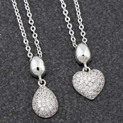 Equilibrium White Gold Plated Sparkle Teardrop / Heart Necklace x 1pc Assortment
