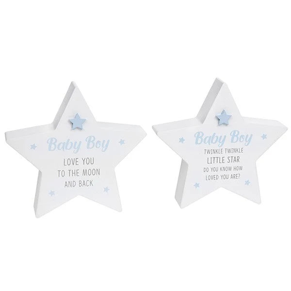 Baby Boy Wooden Star x 1pc Assortment