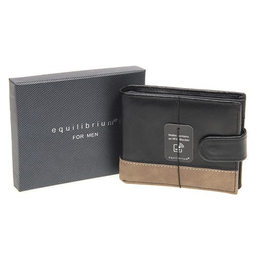 Equilibrium Men's Wallet - RFID Blocker - Black/Brown