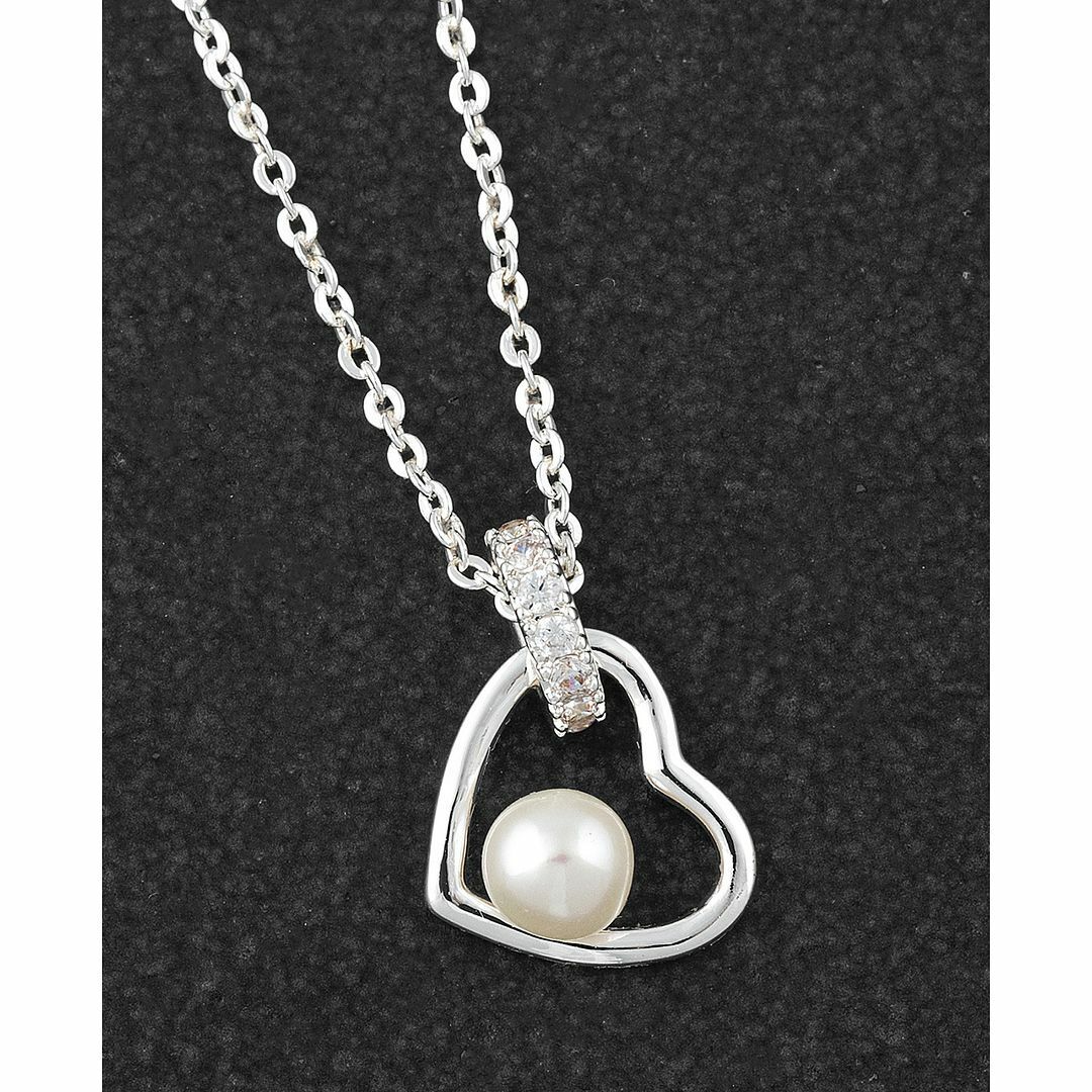Fresh Water Pearl Framed in Silver Plated Heart Necklace