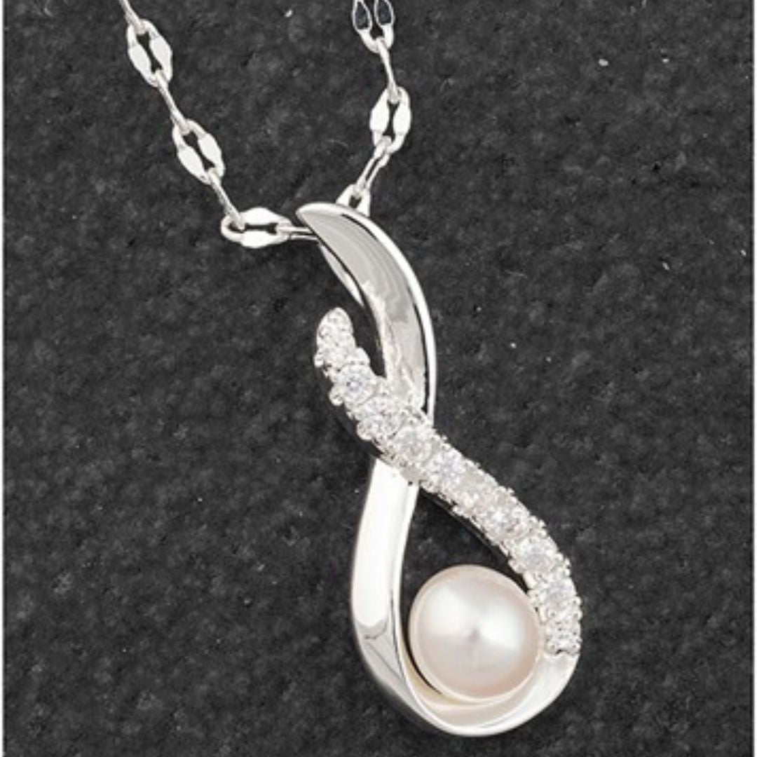 Equilibrium Silver Plated Eternity Freshwater Pearl Necklace