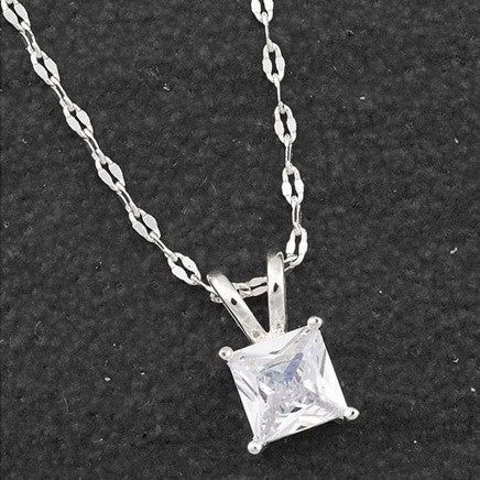 Silver Plated Elegance Solitaire Necklace