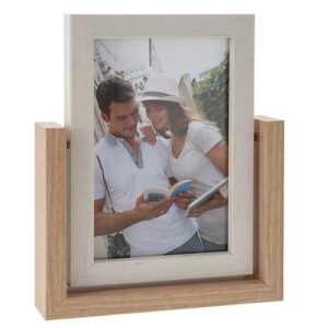 Two Tone Dark Wood Spin Photo Frame (10 x 15cm)