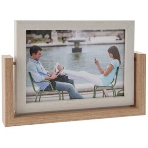 Two Tone Light Wood Spin Photo Frame (13 x 18cm)