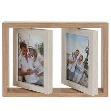 Two Tone Light Wood Spin Double Photo Frame (10 x 15cm)