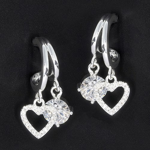 Silver Plated Te Amo Hearts & Sparkle Earrings