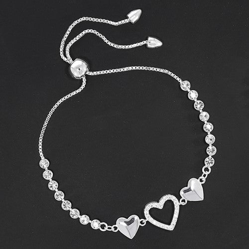 Silver Plated Hearts & Sparkle Bracelet