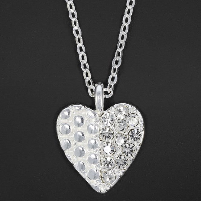 Equilibrium Silver Plated Ice Sparkle Heart Necklace