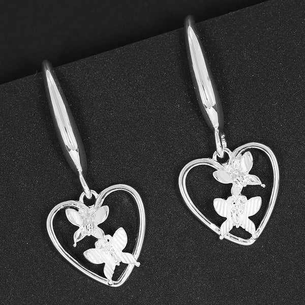 Equilibrium Silver Plated Butterfly Heart Earrings