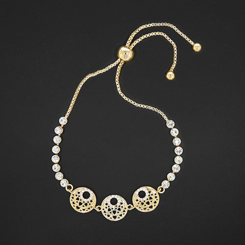 Gold Plated Filigree Circle Of Hearts Bracelet