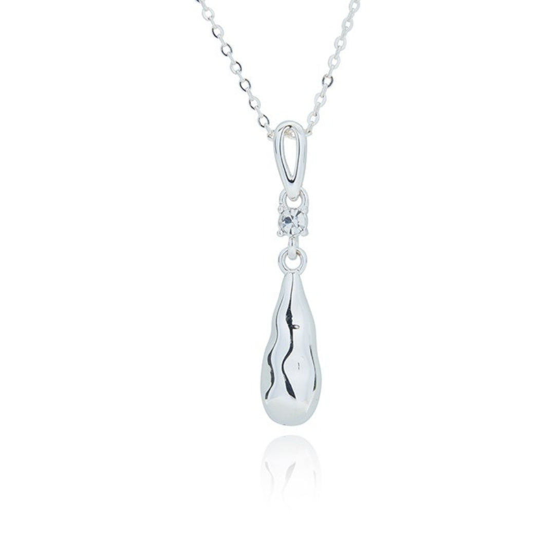 Equilibrium Silver Plated Necklace - Molten Metal Droplet