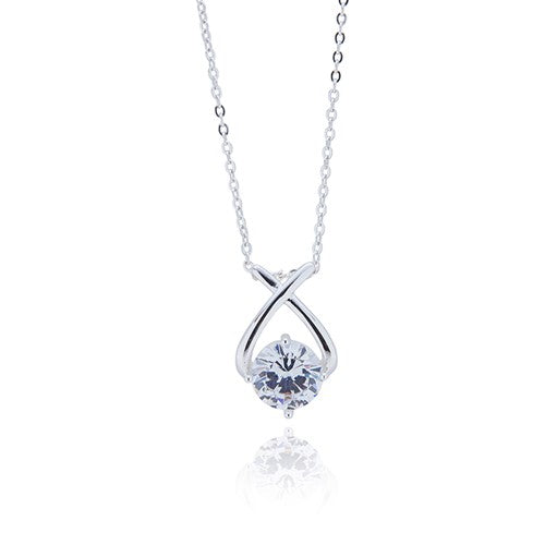 Silver Plated Kiss Suspended Sparkle Necklace