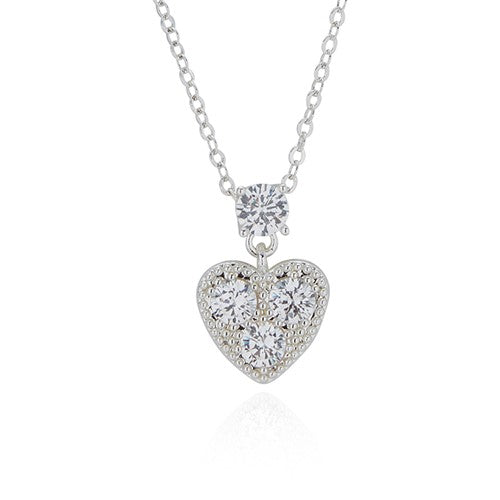 Silver Plated Sparkle Heart Necklace