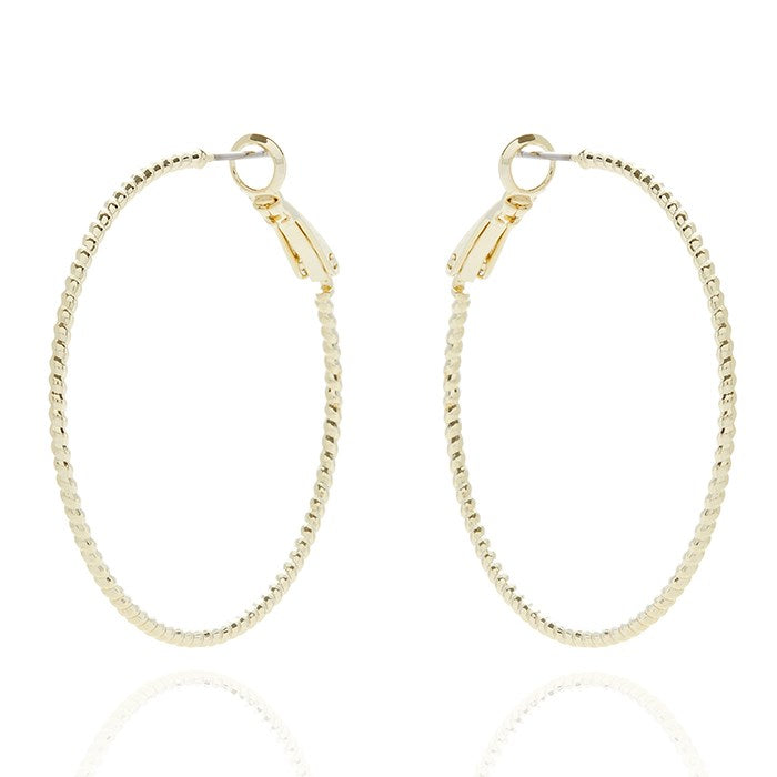 Equilibrium Gold Plated Textured Large Hoop Earrings