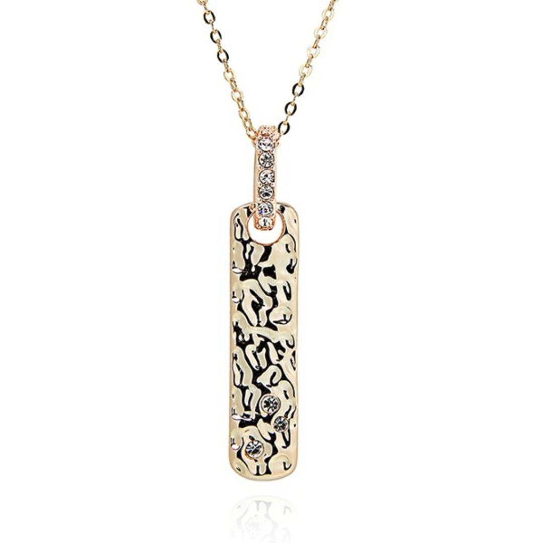 Equilibrium Gold Plated Necklace - Luxe Tag - Textured