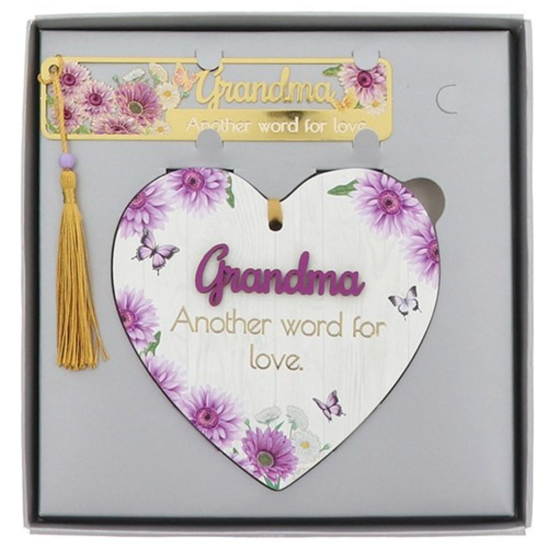 Shudehill Blossom Heart Hanging Plaque & Bookmark - Grandma