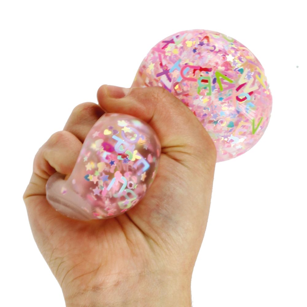Keycraft Super Squidge Ball - Alphabet Glitter Ball x 1pc Assortment