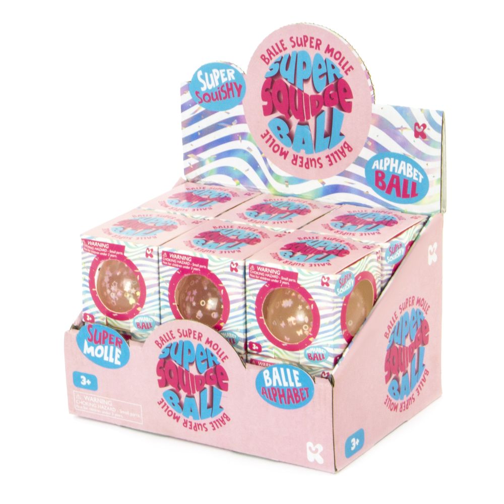 Keycraft Super Squidge Ball - Alphabet Glitter Ball x 1pc Assortment