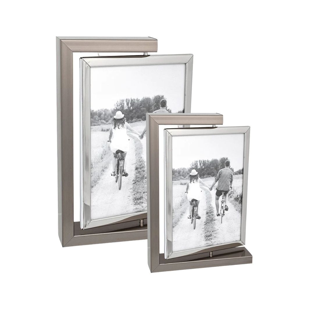 Dark Silver Spin Double Frame - Various Sizes - 13 x 18 cm(5" x 7")