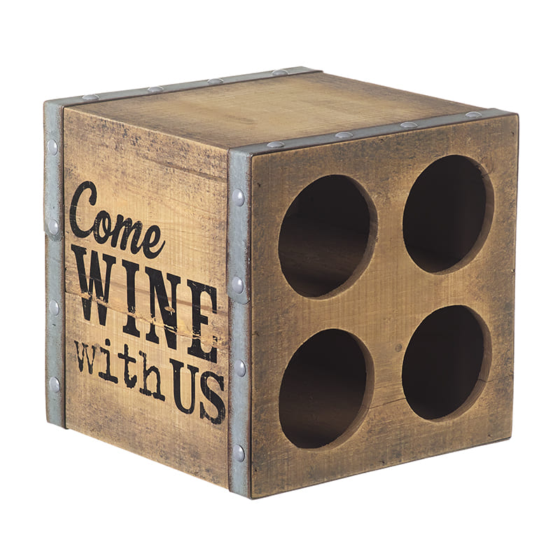 H.S. Wooden Stand For 4 Wine Bottles