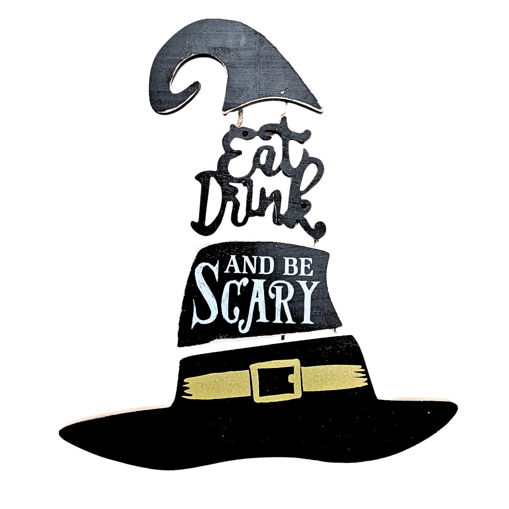 Halloween Wooden Hanging Witch Hat