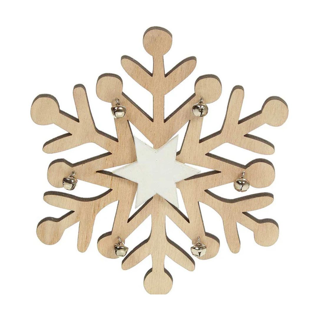 Hanging Wooden Snowflake With Bells