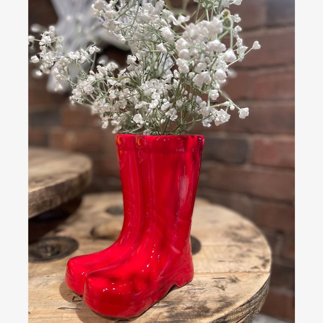 Heaven Sends Ceramic Boots Red 17 x 13 x 8cm