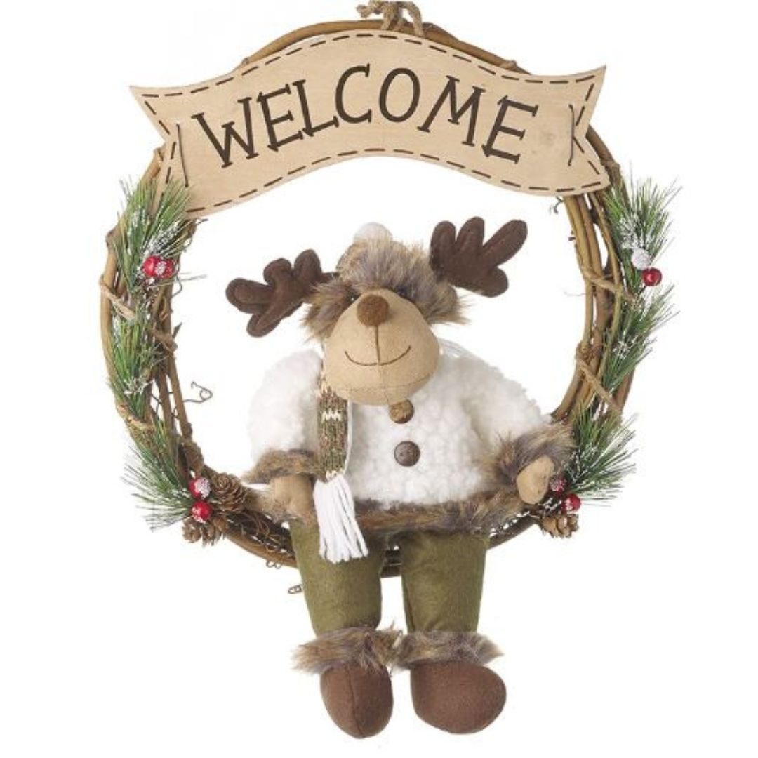 H.S. Christmas Wreath Welcome With A Deer