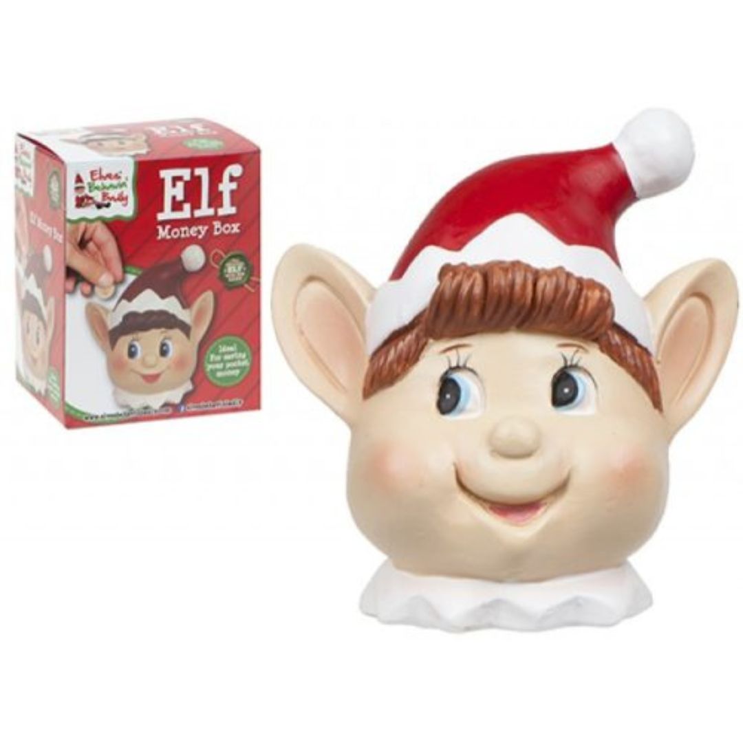 Hand Painted Polystone Elf Head Money Box