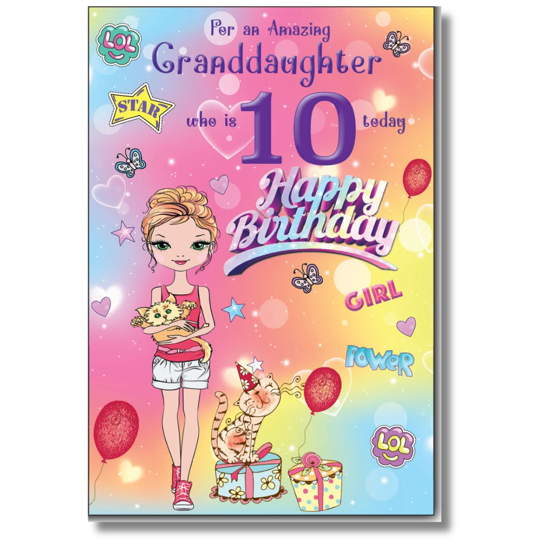 LovingWords For An Amazing Granddaughter Who Is 10 Today Happy Birthday - Greeting Card