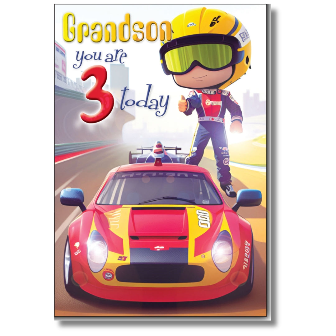 LovingWords Grandson You Are 3 Today Birthday - Greeting Card