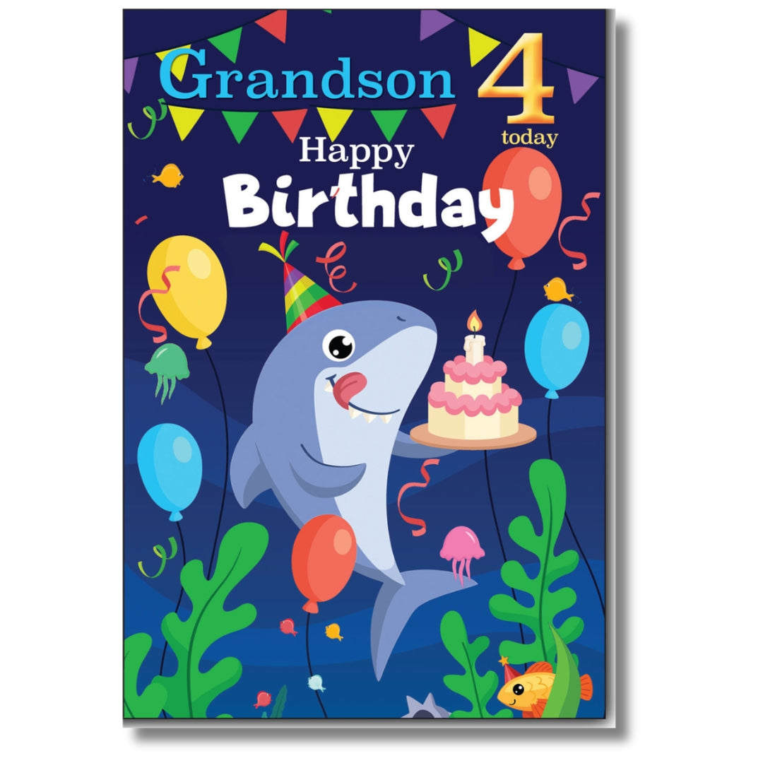 LovingWords Grandson 4 Today Happy Birthday - Greeting Card