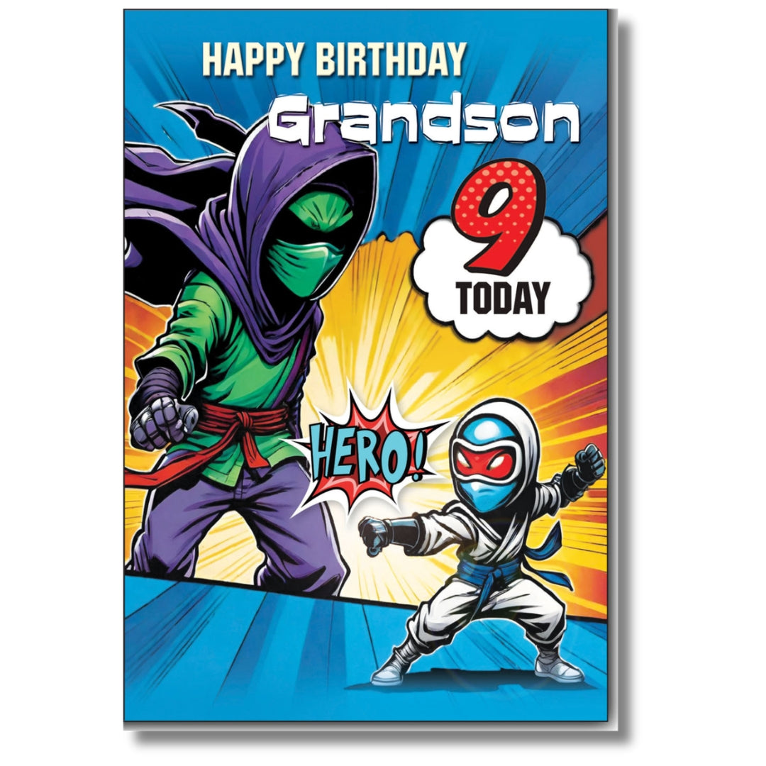 LovingWords Happy Birthday Grandson 9 Today - Greeting Card