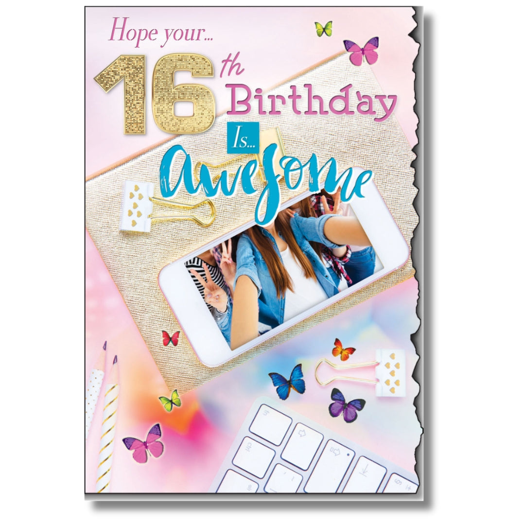 LovingWords Hope Your... 16th Birthday Is... Awesome - Greeting Card