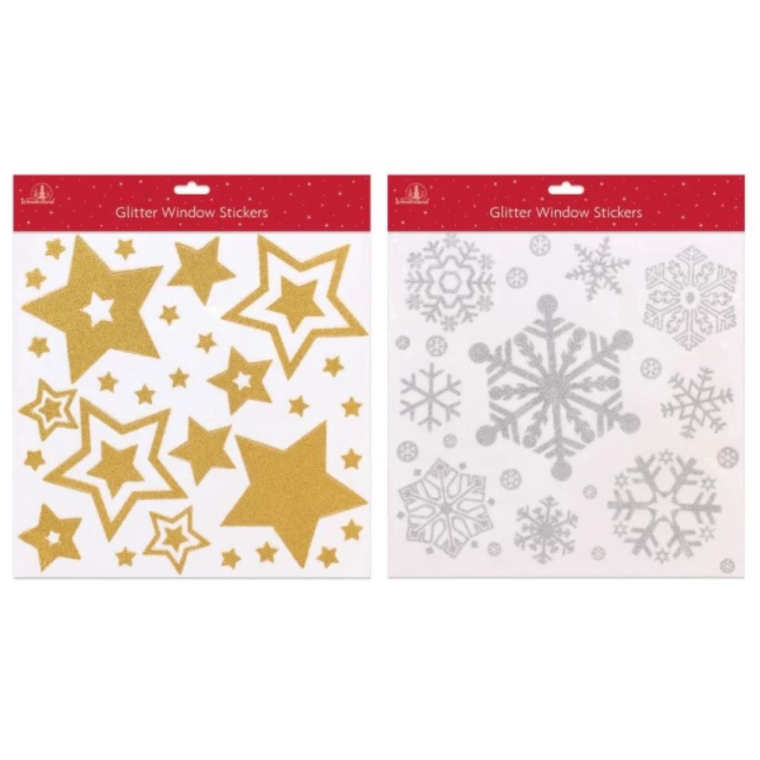 Tallon Glittering Snowflake Window Stickers x 1pc Assortment