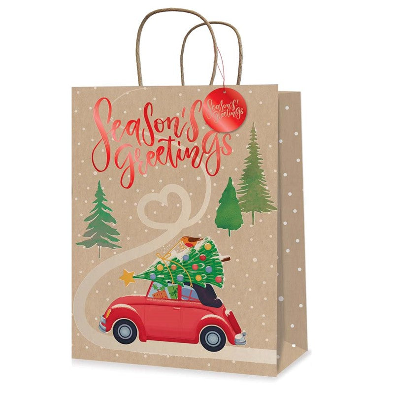 Tallon Christmas Bag Large 44 x 32cm - Kraft 'Driving Home'