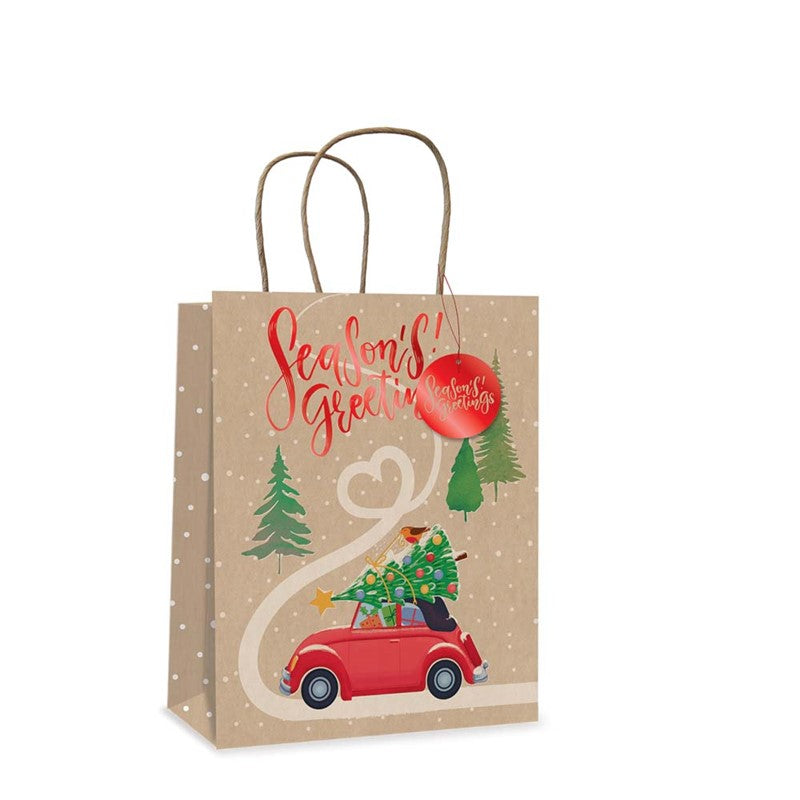 Tallon Christmas Bag Medium 32 x 26cm - Kraft 'Driving Home'